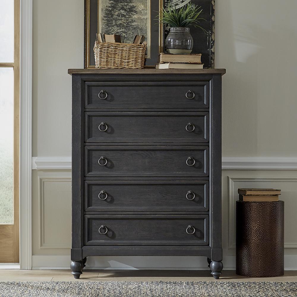 5 Drawer Chest - Black Traditional Multi in Dusty Taupe. Picture 1
