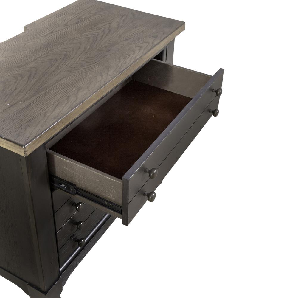 Bedside Chest w/ Charging Station - Black Traditional in Dusty Taupe 3 Drawers. Picture 13