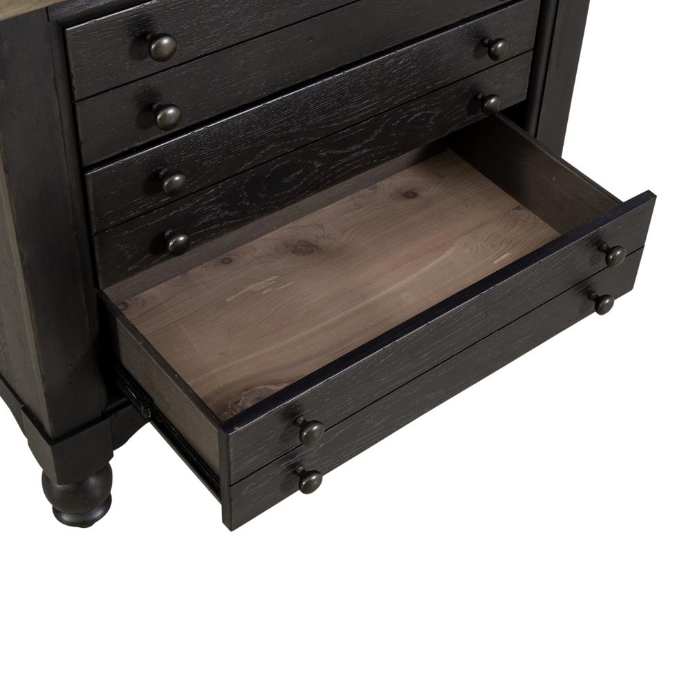 Bedside Chest w/ Charging Station - Black Traditional in Dusty Taupe 3 Drawers. Picture 14