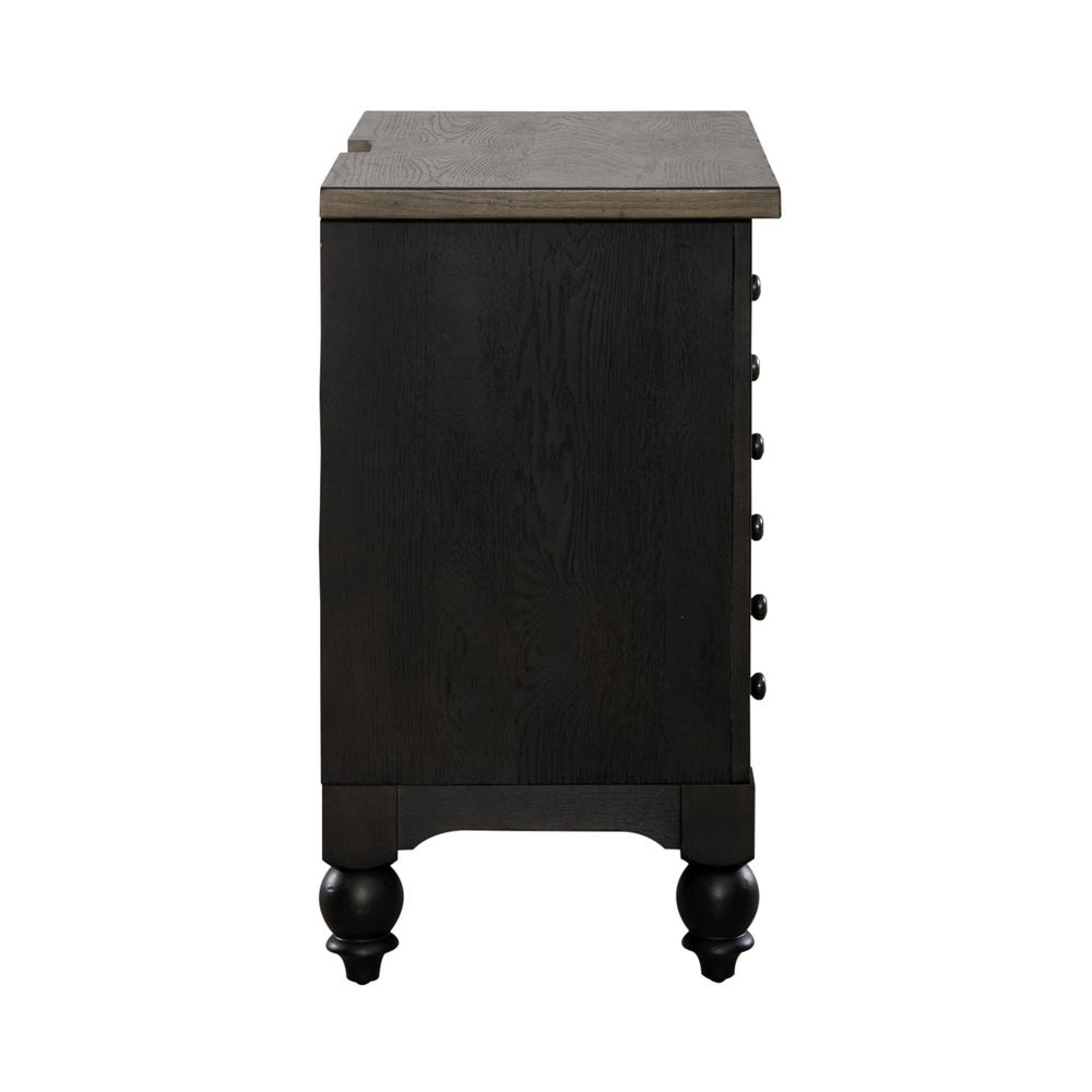Bedside Chest w/ Charging Station - Black Traditional in Dusty Taupe 3 Drawers. Picture 5