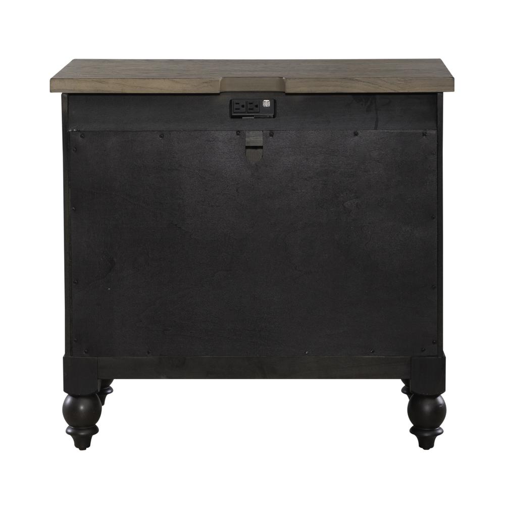 Bedside Chest w/ Charging Station - Black Traditional in Dusty Taupe 3 Drawers. Picture 6