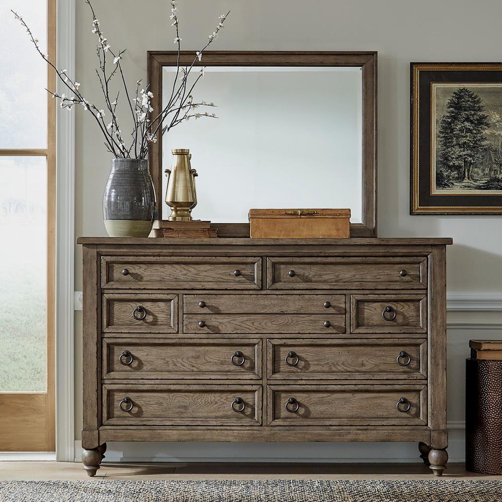 Americana Farmhouse Dresser & Mirror in Dusty Taupe. Picture 2