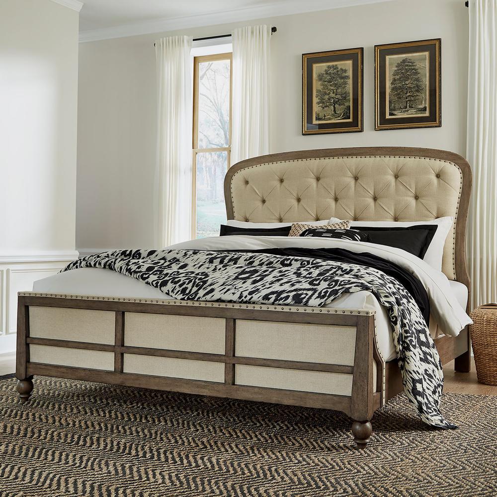 Americana Farmhouse King Shelter Bed in Dusty Taupe. Picture 5