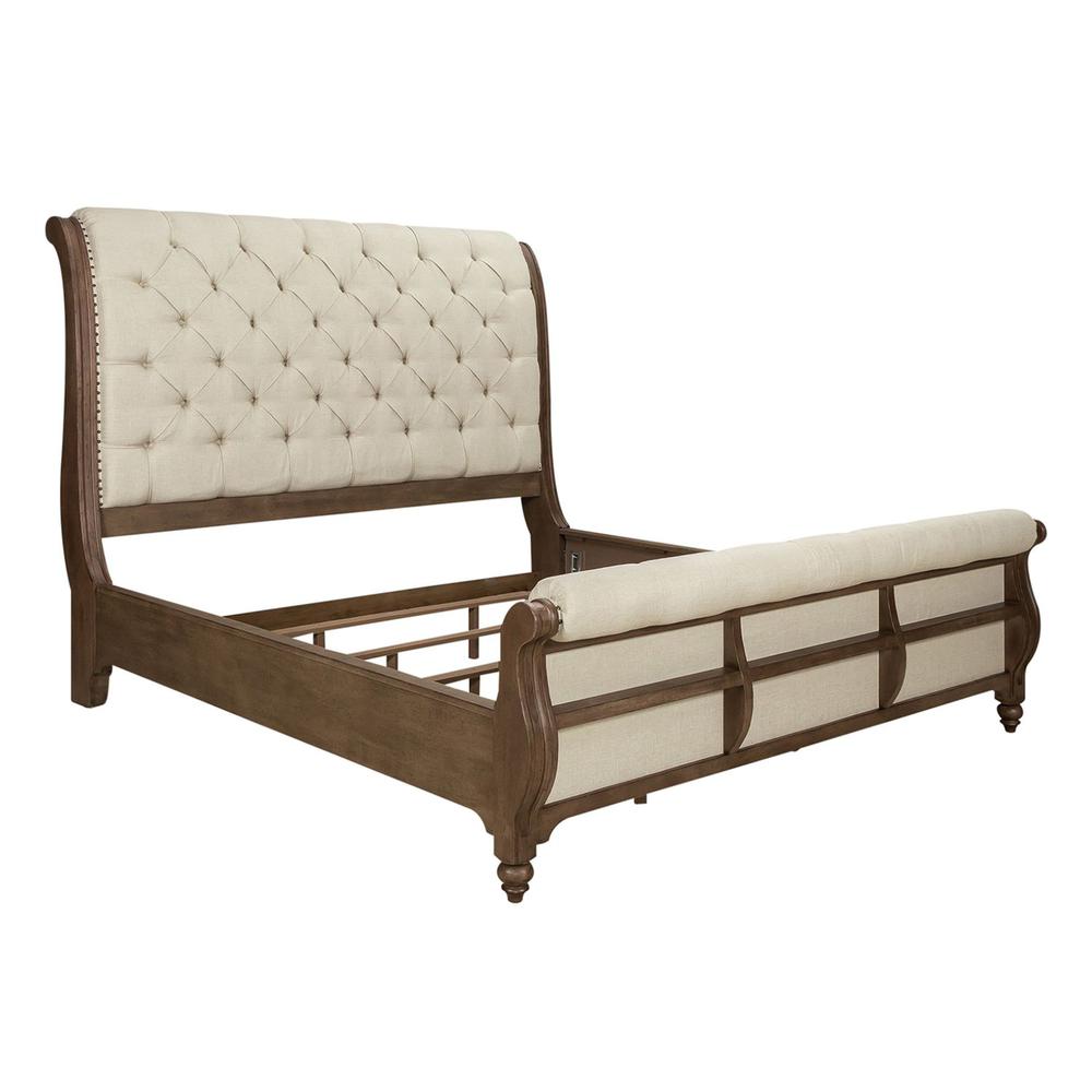 Americana Farmhouse Queen Sleigh Bed in Dusty Taupe. Picture 1