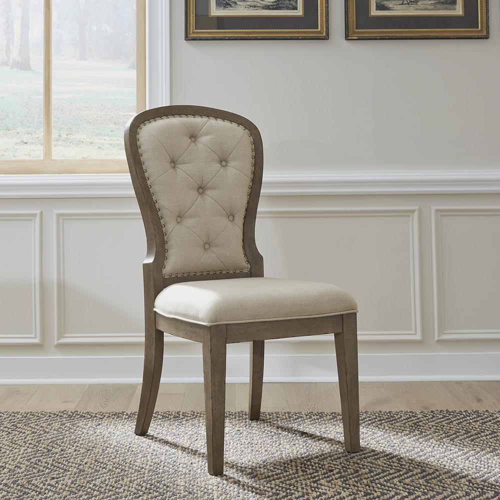 Uph Tufted Back Side Chair - Set of 2 Traditional Multi in Dusty Taupe. Picture 2