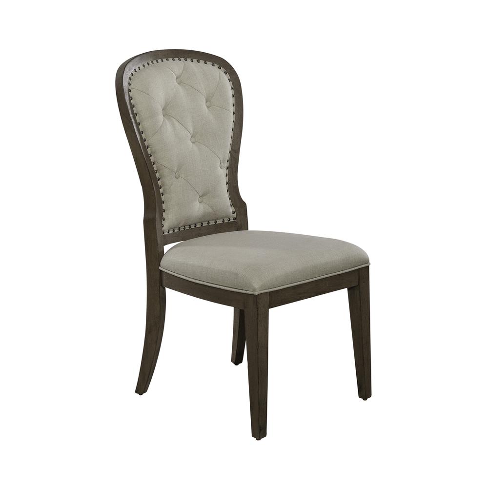 Uph Tufted Back Side Chair - Set of 2 Traditional Multi in Dusty Taupe. Picture 3