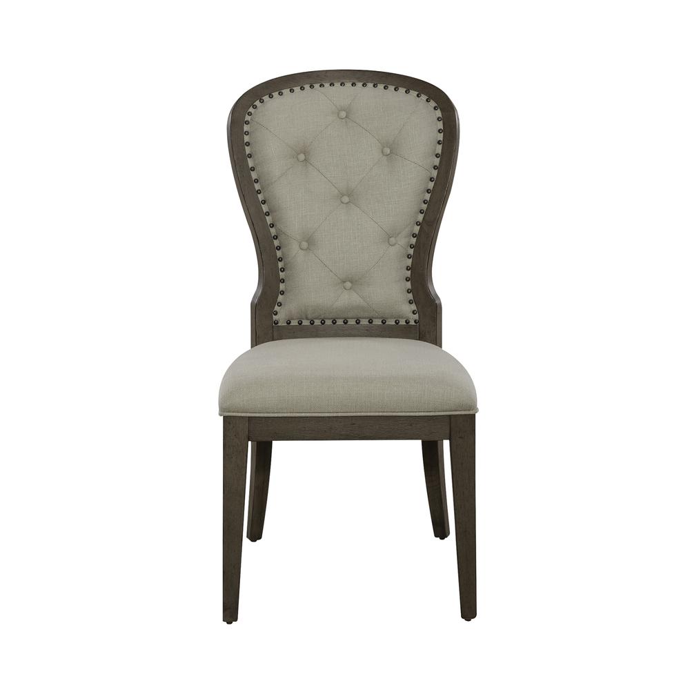 Uph Tufted Back Side Chair - Set of 2 Traditional Multi in Dusty Taupe. Picture 4
