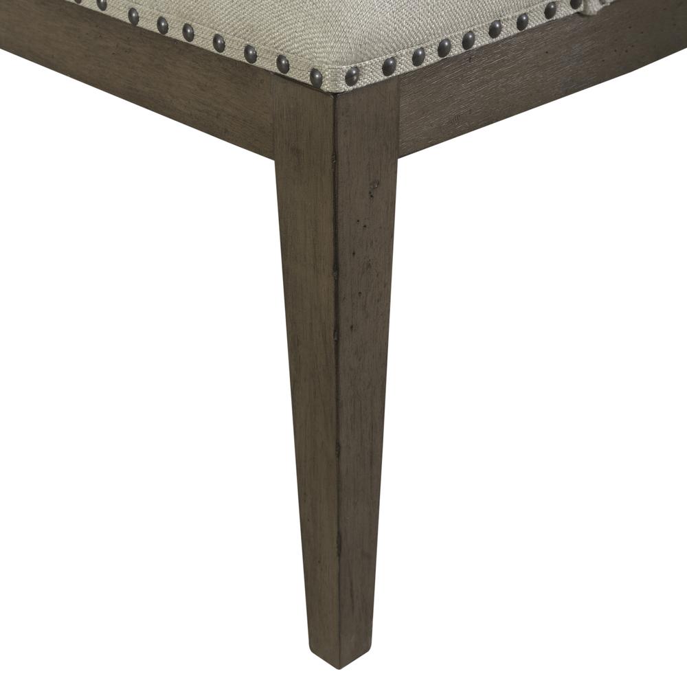 Americana Farmhouse Upholstered Shelter Dining Bench in Dusty Taupe. Picture 8