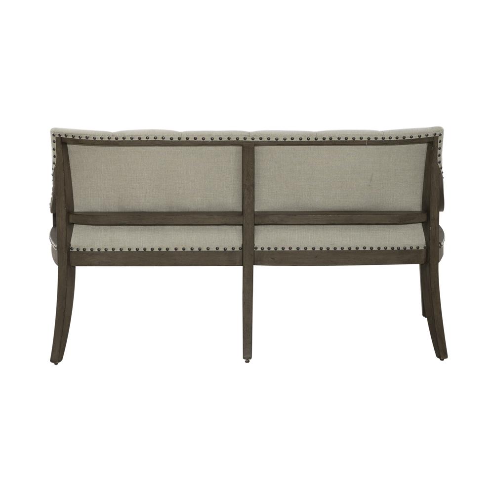 Americana Farmhouse Upholstered Shelter Dining Bench in Dusty Taupe. Picture 5