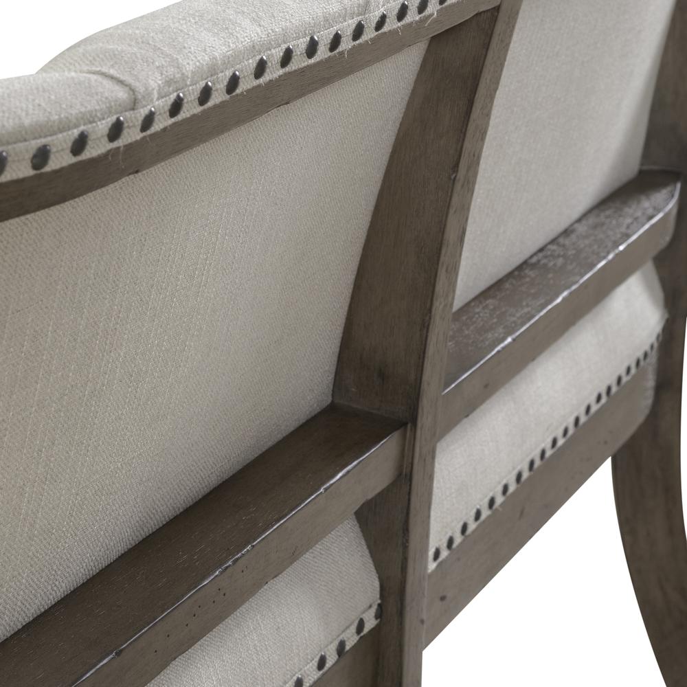 Americana Farmhouse Upholstered Shelter Dining Bench in Dusty Taupe. Picture 6