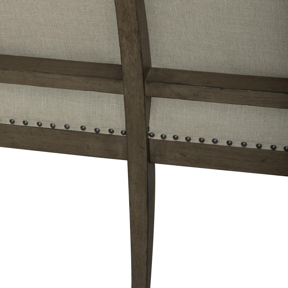 Americana Farmhouse Upholstered Shelter Dining Bench in Dusty Taupe. Picture 11