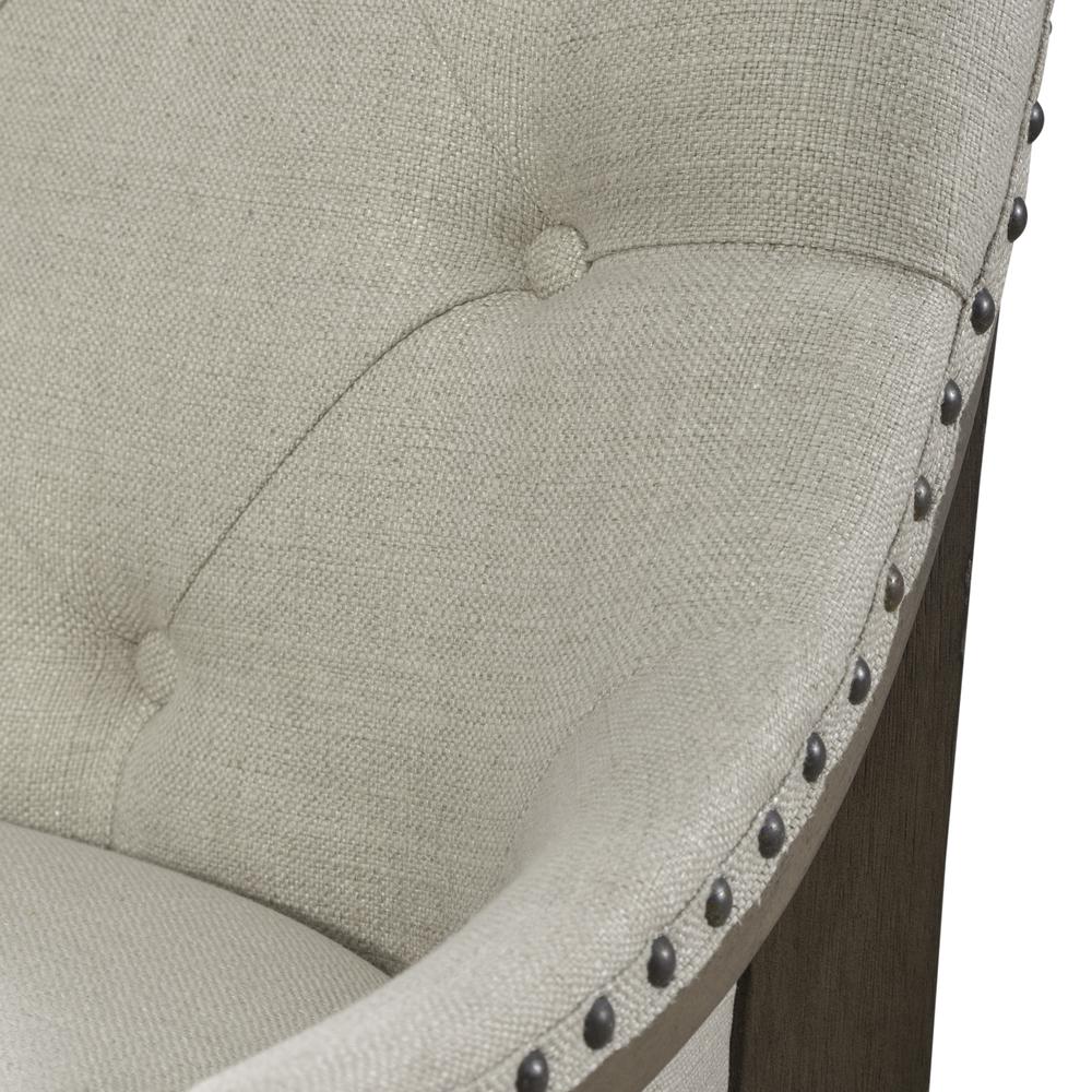 Americana Farmhouse Upholstered Shelter Dining Bench in Dusty Taupe. Picture 7