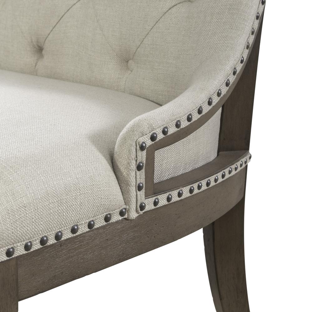 Americana Farmhouse Upholstered Shelter Dining Bench in Dusty Taupe. Picture 12
