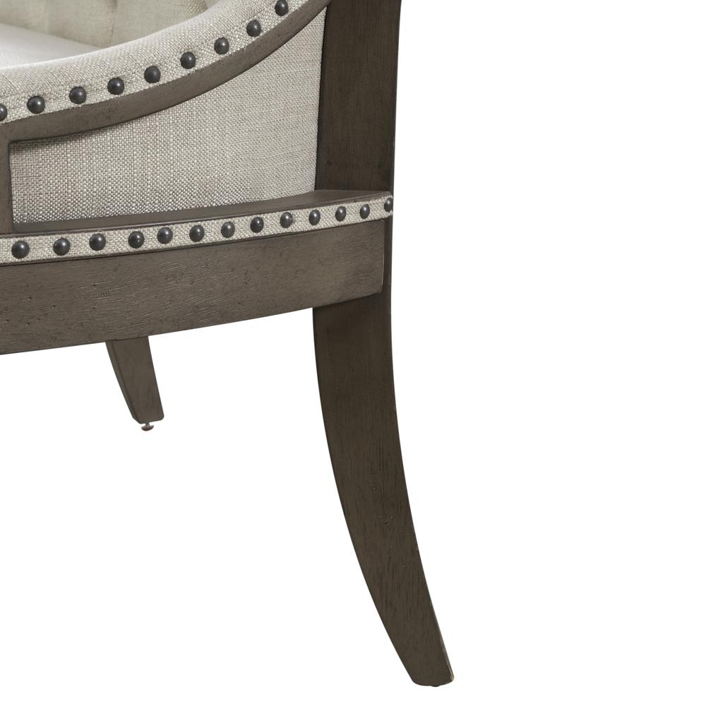 Americana Farmhouse Upholstered Shelter Dining Bench in Dusty Taupe. Picture 13