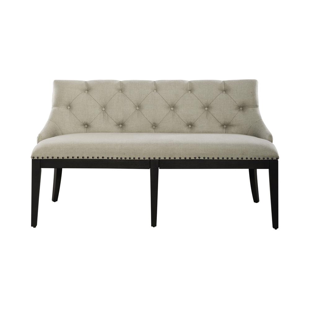 Americana Farmhouse Upholstered Shelter Dining Bench in Dusty Taupe. Picture 16
