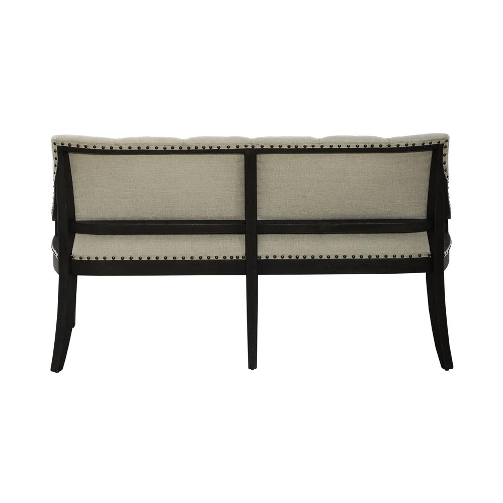 Americana Farmhouse Upholstered Shelter Dining Bench in Dusty Taupe. Picture 19