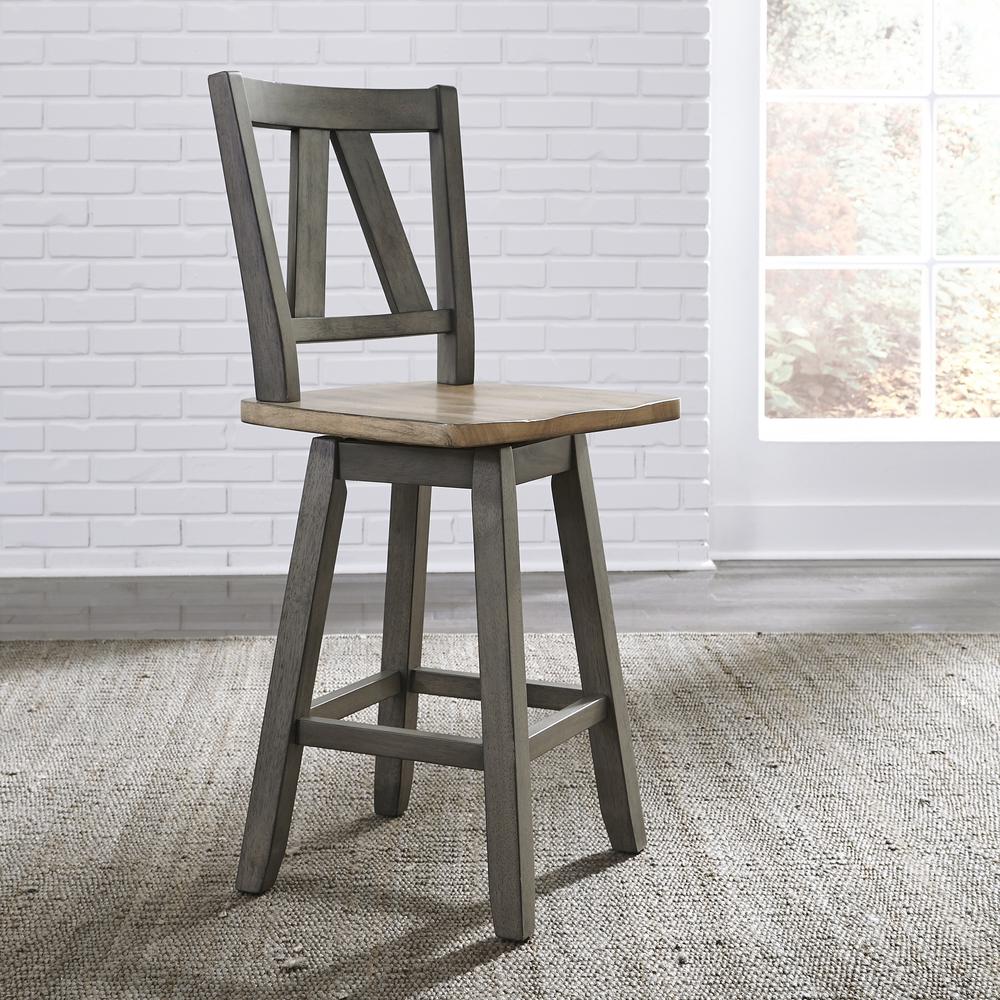 Lindsey Farm Counter Height Swivel Chair (RTA)-Set of 2 in Gray. Picture 7