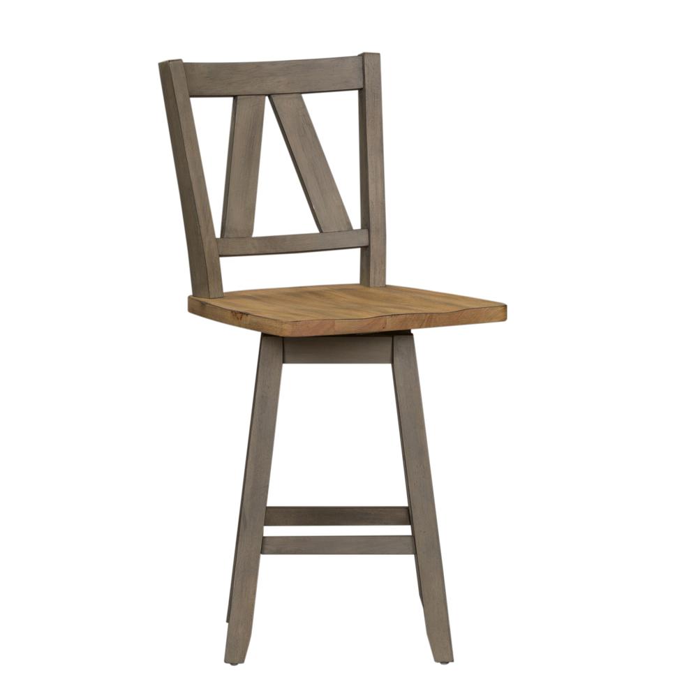 Lindsey Farm Counter Height Swivel Chair (RTA)-Set of 2 in Gray. Picture 1