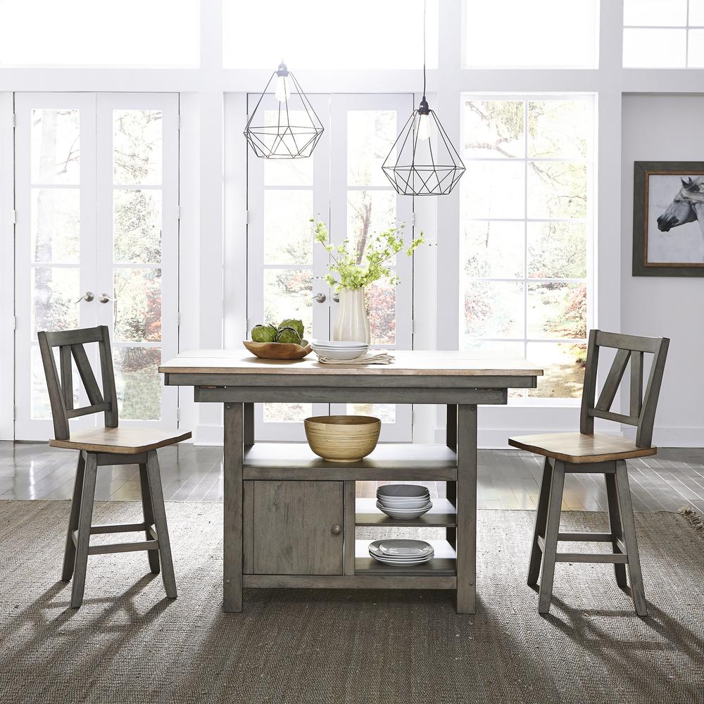 Lindsey Farm Counter Height Swivel Chair (RTA)-Set of 2 in Gray. Picture 6