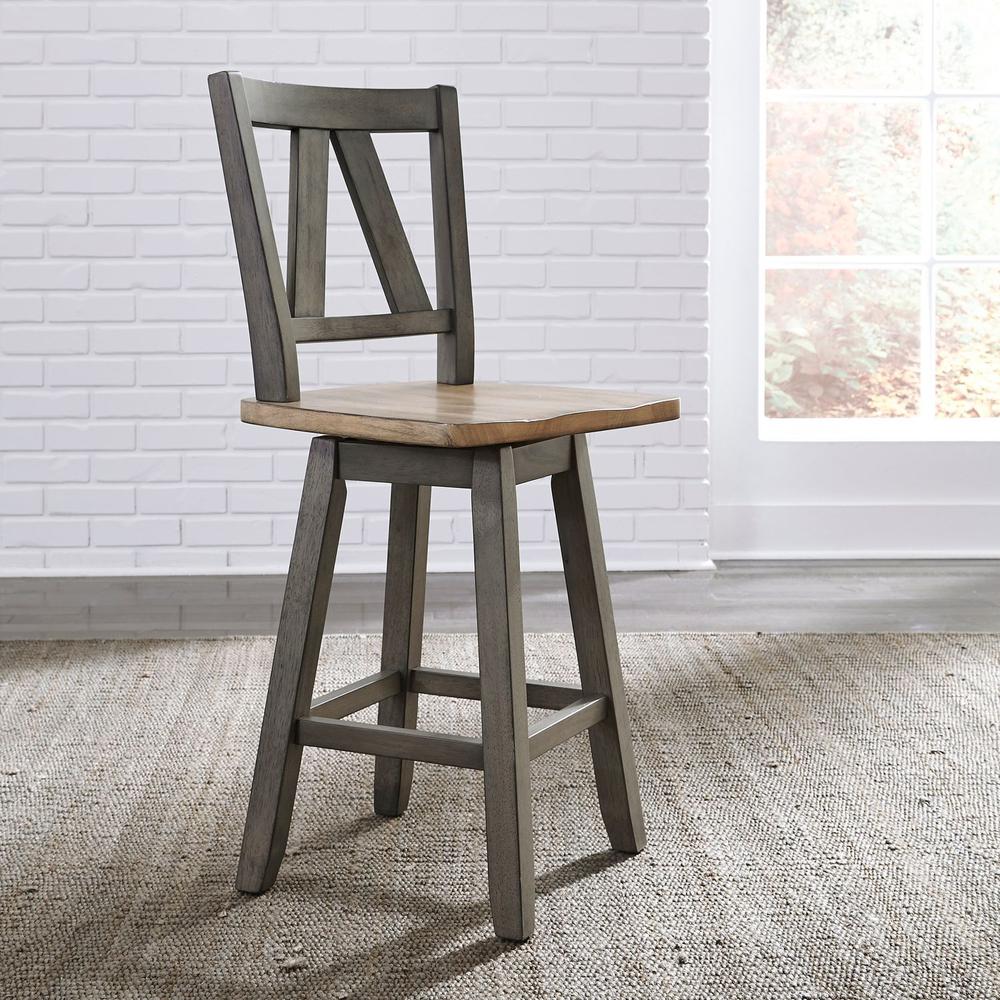 Lindsey Farm Counter Height Swivel Chair (RTA) in Gray. Picture 7