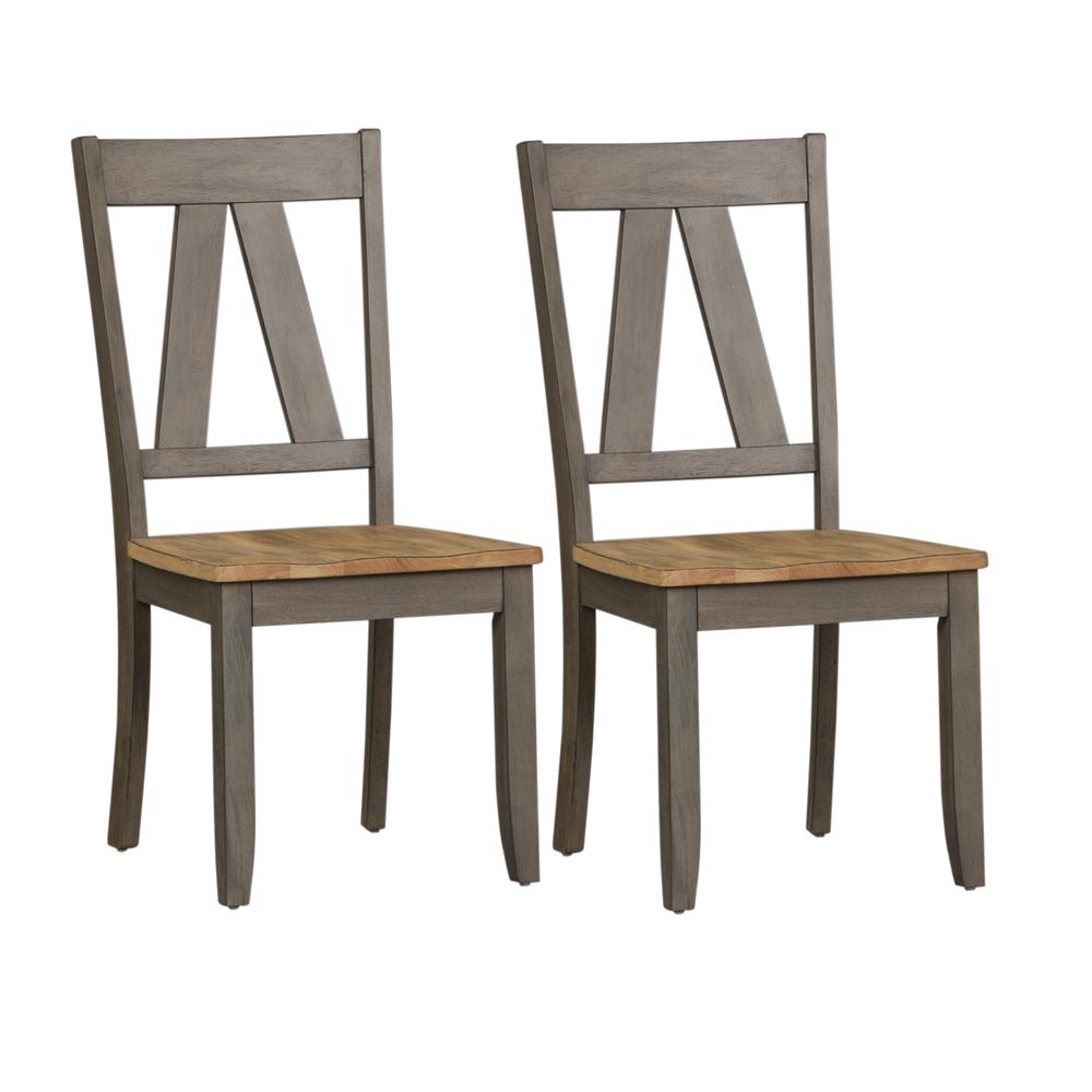 Lindsey Farm Splat Back Side Chair (RTA)-Set of 2 in Gray. Picture 1