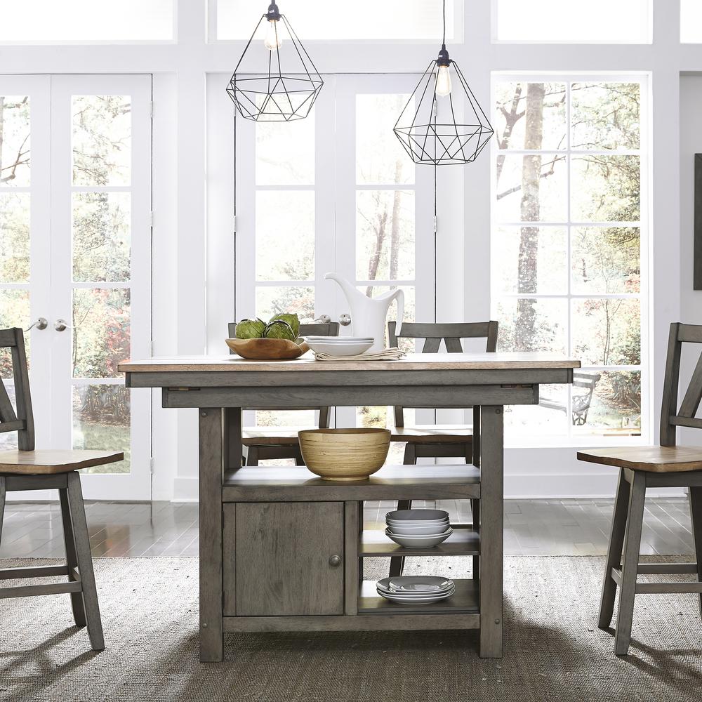 Lindsey Farm 5 Piece Gathering Table Set in Gray. Picture 2