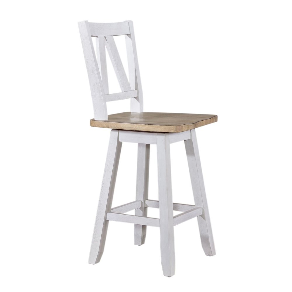 Counter Height Swivel Chair (RTA) - Set of 2 Farmhouse White. Picture 3