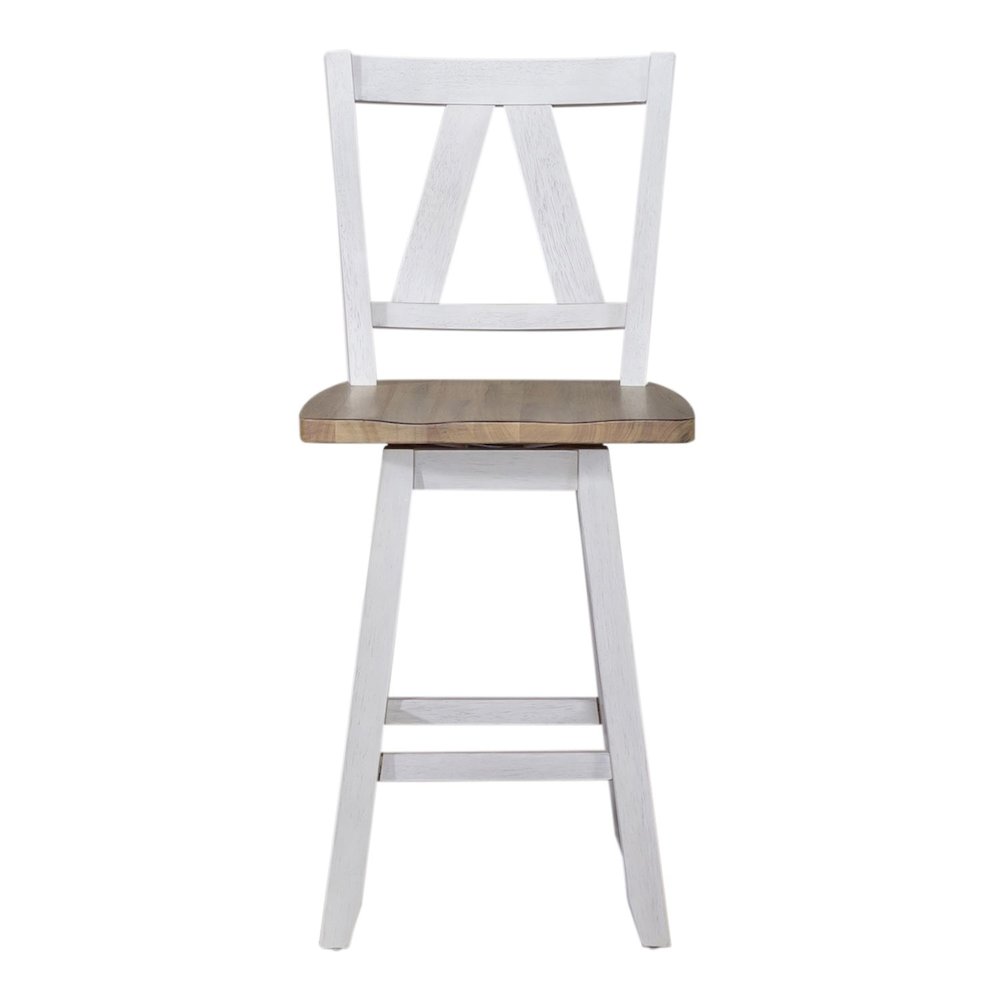 Counter Height Swivel Chair (RTA) - Set of 2 Farmhouse White. Picture 1