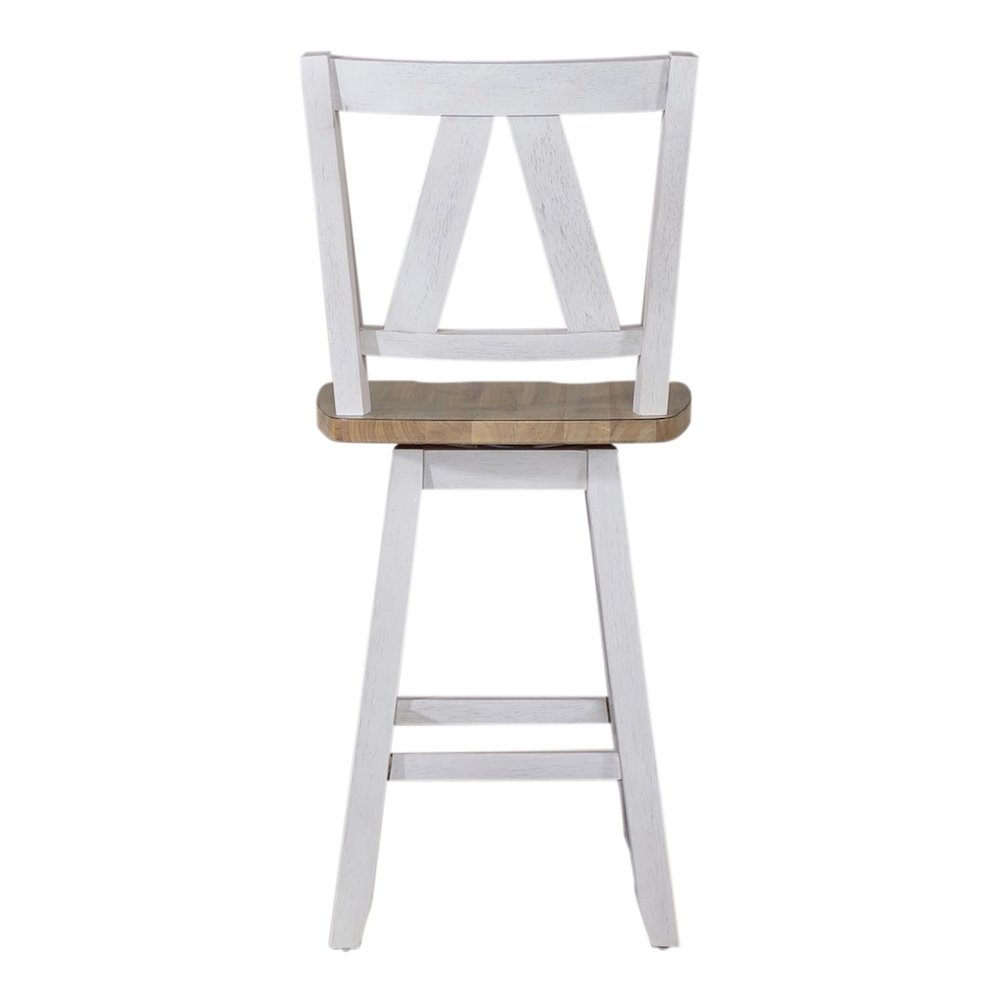 Counter Height Swivel Chair (RTA) - Set of 2 Farmhouse White. Picture 5