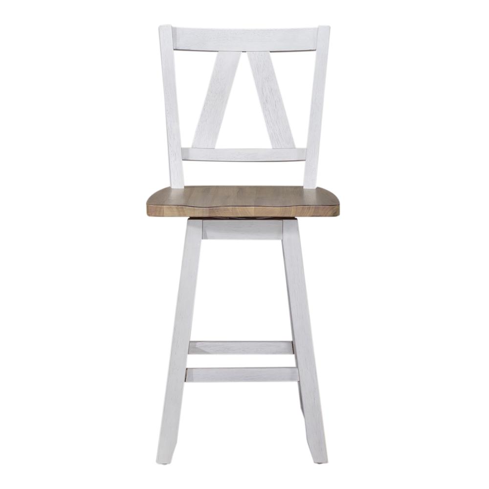 Counter Height Swivel Chair (RTA) - Set of 2 Farmhouse White. Picture 1