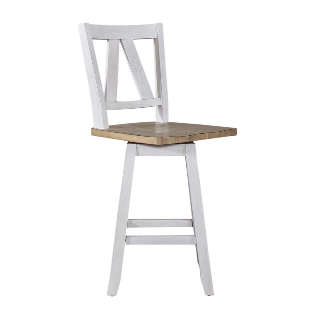 Counter Height Swivel Chair (RTA) - Set of 2 Farmhouse White. Picture 2