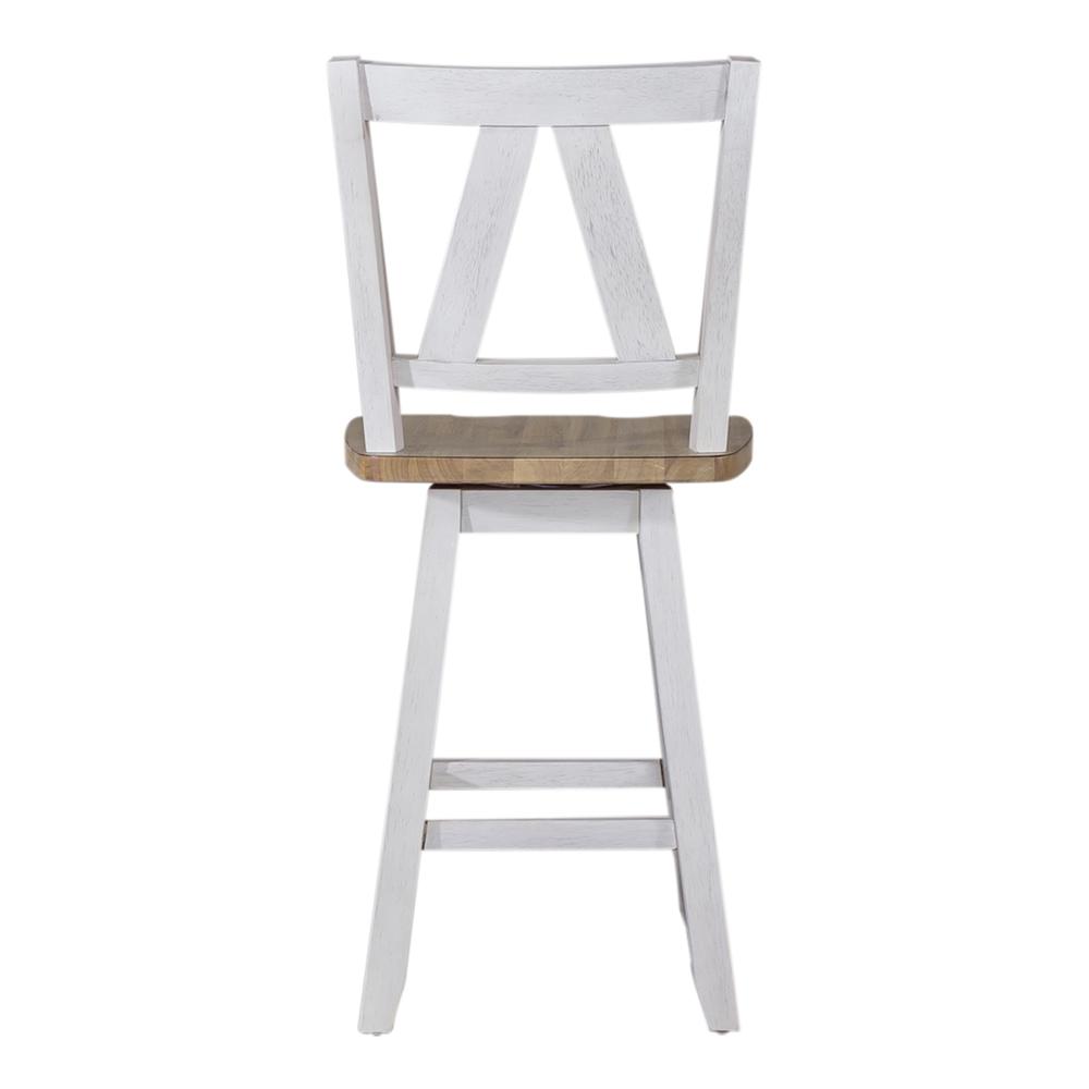 Counter Height Swivel Chair (RTA) - Set of 2 Farmhouse White. Picture 3