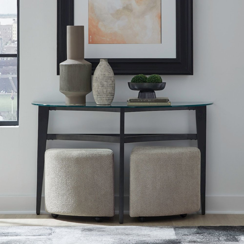 Capri Accent Chair Upholstered Ottoman 2 Pack with Casters  - Taupe Brown. Picture 1