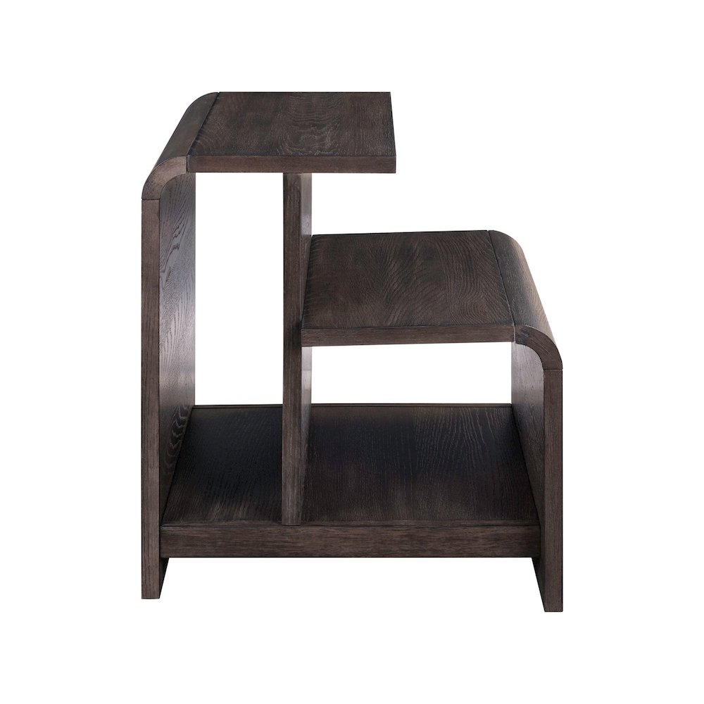 Living Room End Table Transitional Rounded Waterfall Edge - Espresso Oak Wood. Picture 3