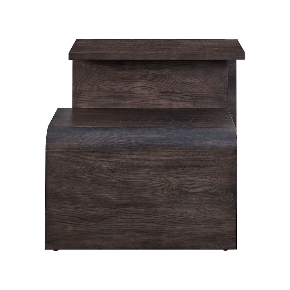 Living Room End Table Transitional Rounded Waterfall Edge - Espresso Oak Wood. Picture 4