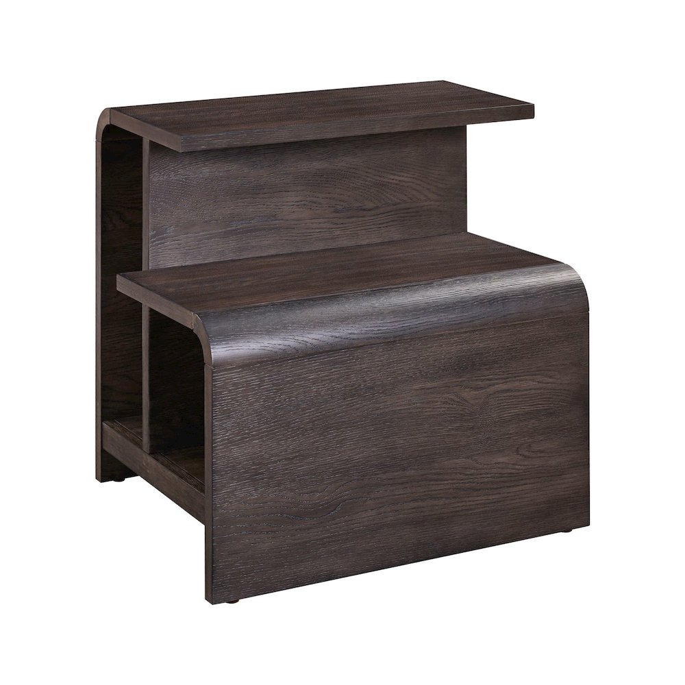 Living Room End Table Transitional Rounded Waterfall Edge - Espresso Oak Wood. Picture 7