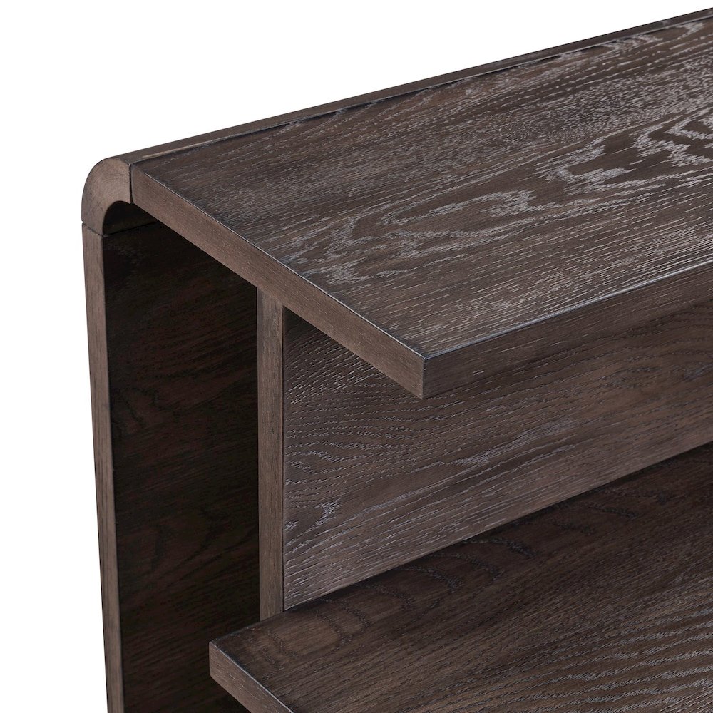 Living Room End Table Transitional Rounded Waterfall Edge - Espresso Oak Wood. Picture 8