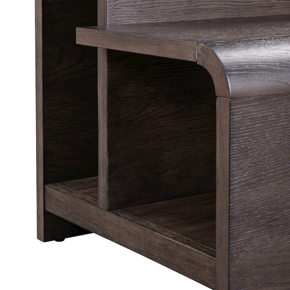 Living Room End Table Transitional Rounded Waterfall Edge - Espresso Oak Wood. Picture 9