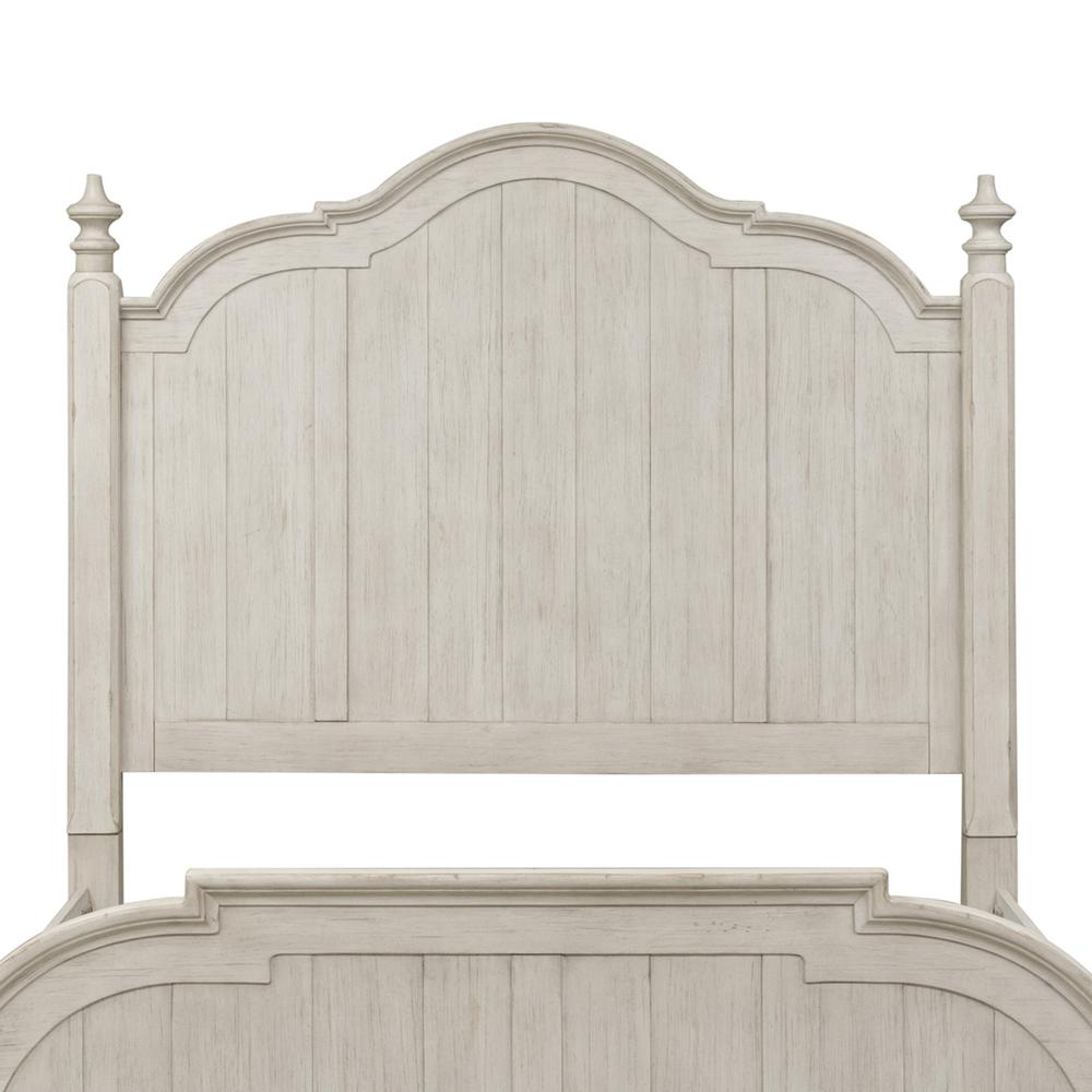 Farmhouse Reimagined Queen Poster Headboard in Antique White w/ Chestnut Top. Picture 1