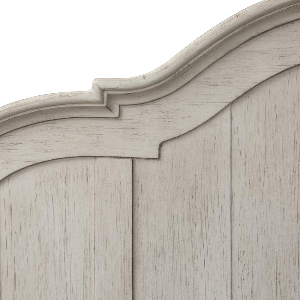 Farmhouse Reimagined Queen Poster Headboard in Antique White w/ Chestnut Top. Picture 5