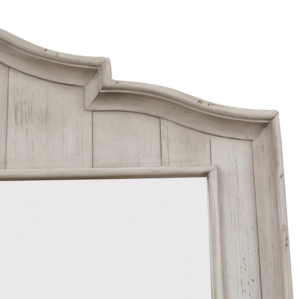 Farmhouse Reimagined Mirror in Antique White w/ Chestnut Top. Picture 4