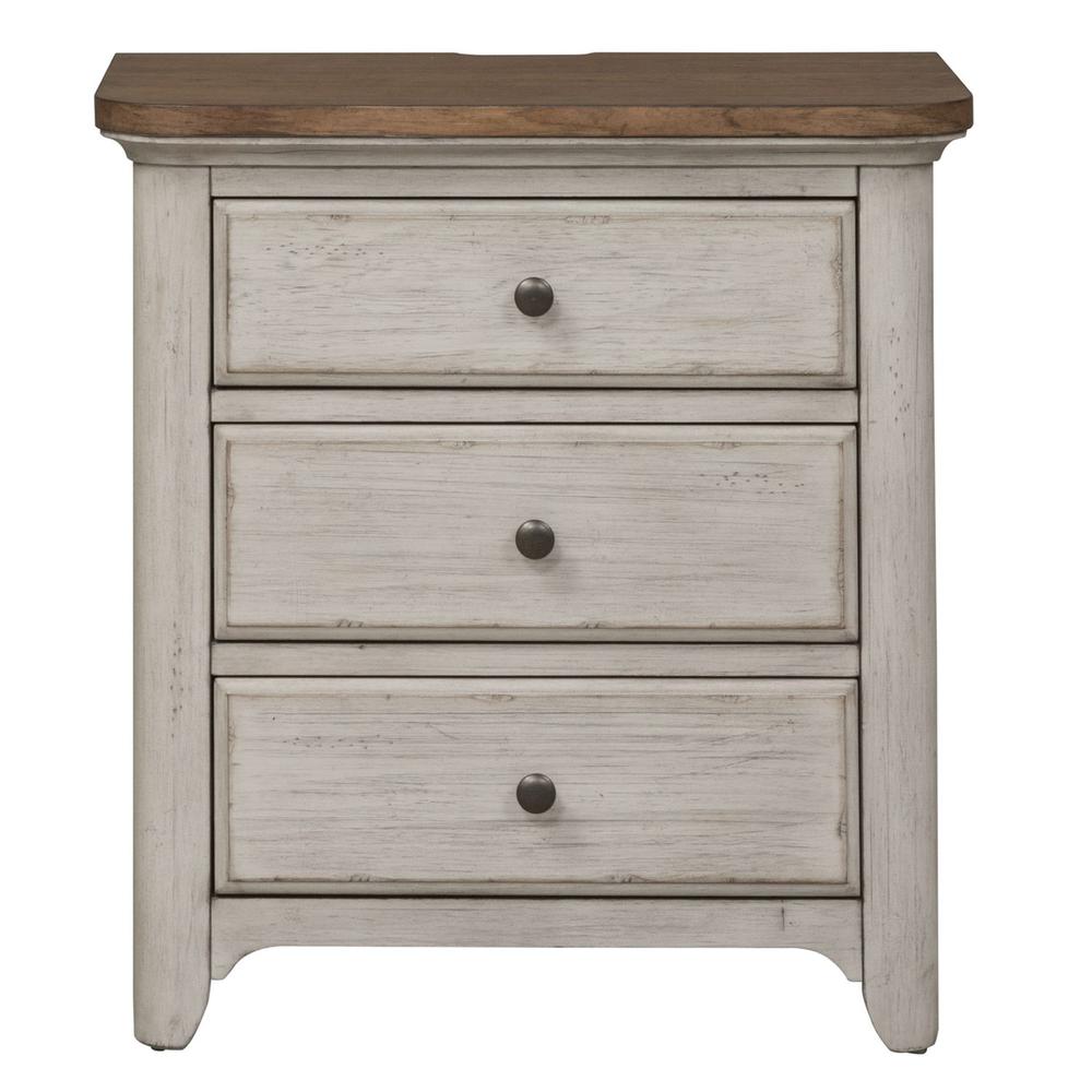 3 Drawer Night Stand w/ Charging Station. Picture 1