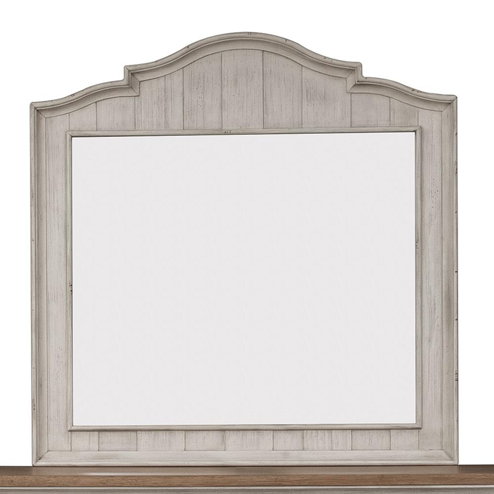 Farmhouse Reimagined Dresser & Mirror in Antique White w/ Chestnut Top. Picture 3
