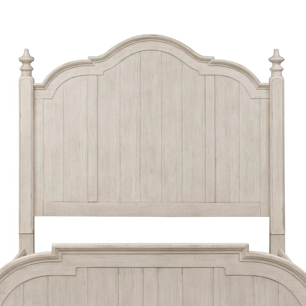 Farmhouse Reimagined King Poster Bed in Antique White w/ Chestnut Top. Picture 3