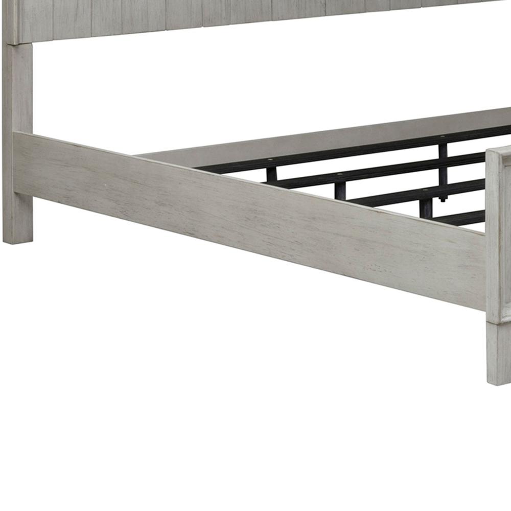 Farmhouse Reimagined Queen Poster Bed in Antique White w/ Chestnut Top. Picture 5