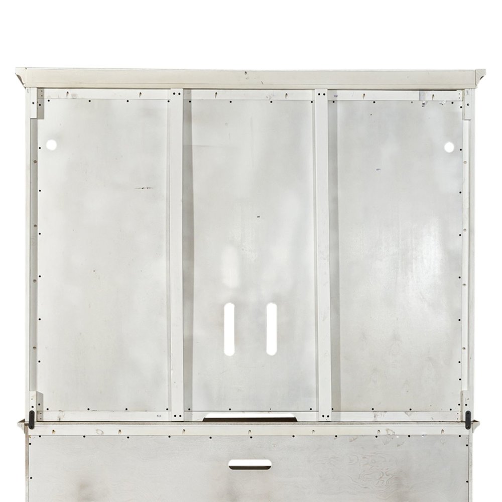 Farmhouse Reimagined Entertainment Center - Antique White with Chestnut Tops. Picture 7