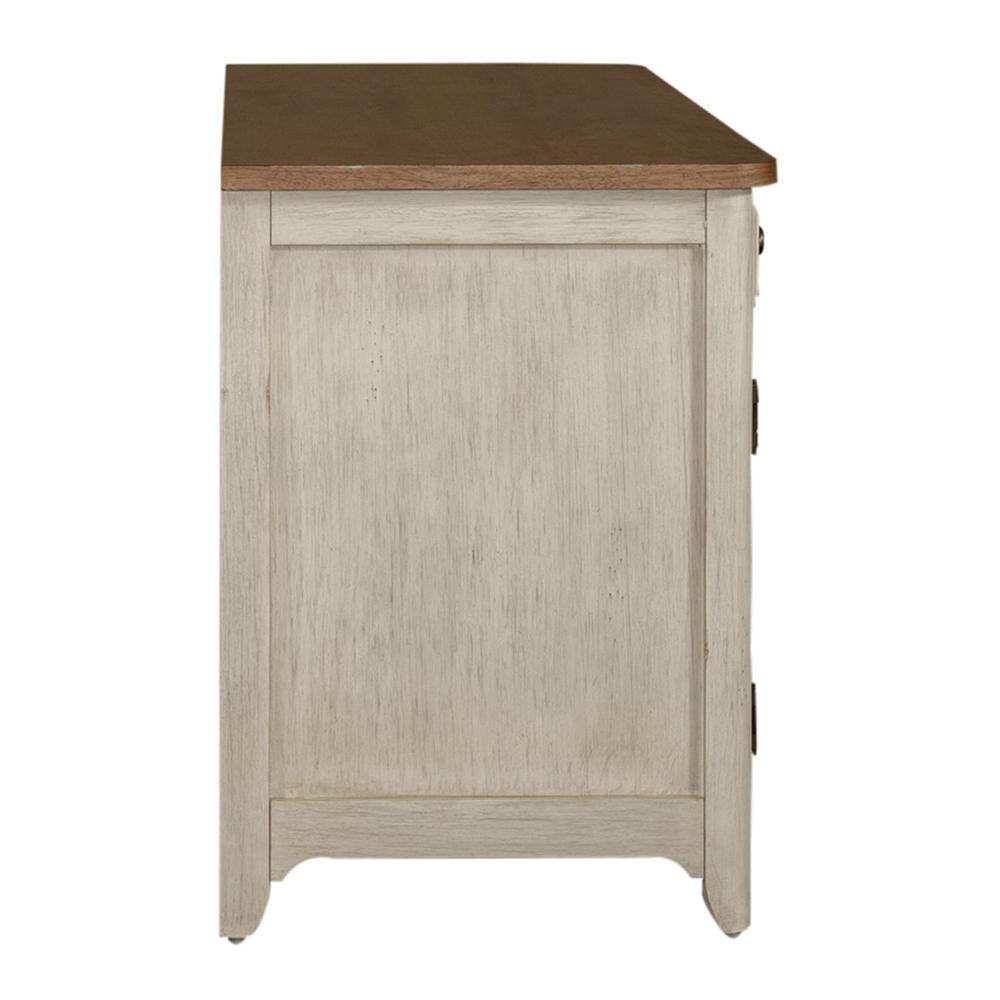 Farmhouse Reimagined Door Credenza in Antique White w/ Chestnut Top. Picture 4