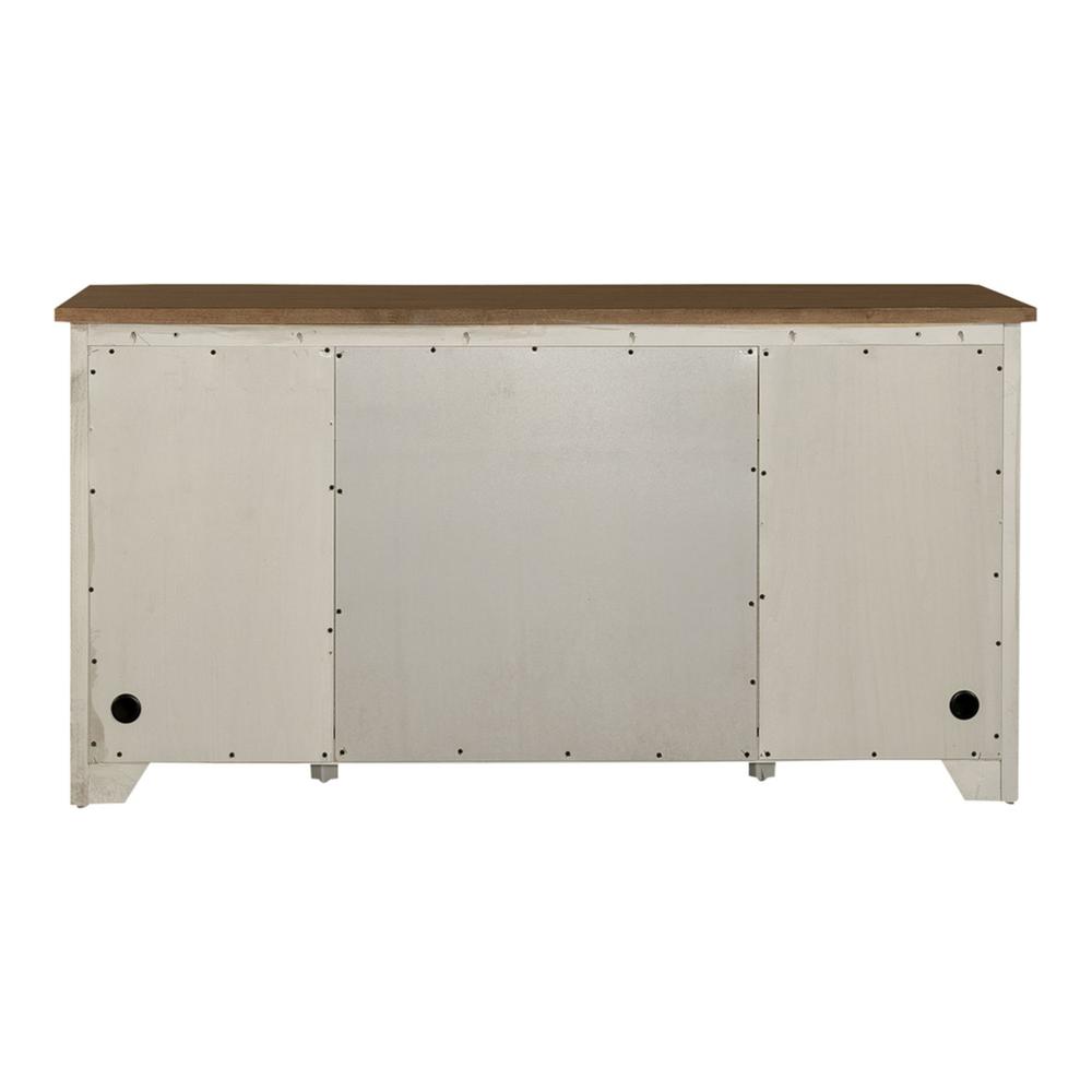 Farmhouse Reimagined Door Credenza in Antique White w/ Chestnut Top. Picture 5