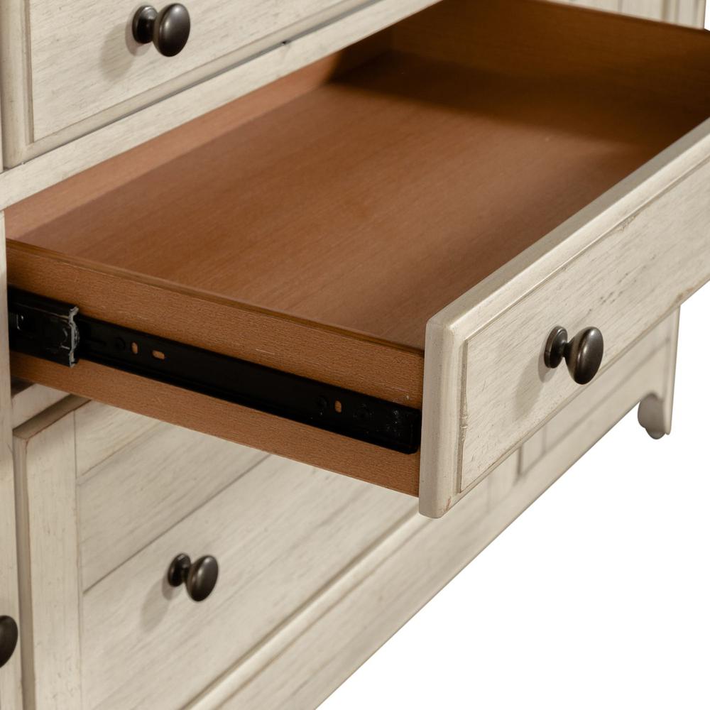 Farmhouse Reimagined Door Credenza in Antique White w/ Chestnut Top. Picture 7