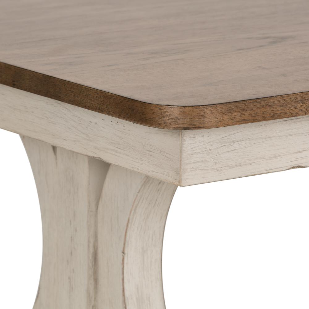 Farmhouse Reimagined Rectangular Cocktail Table in Antique White w/ Chestnut Top. Picture 5